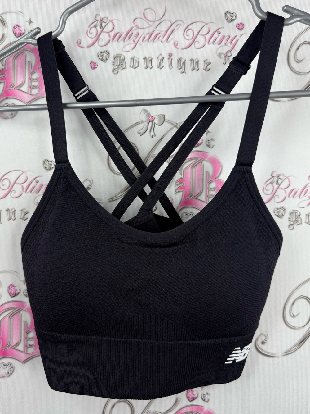 New Balance Black Crisscross Strappy Sports Bra